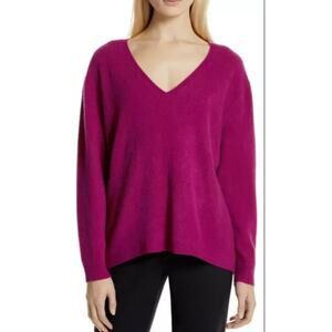Nordstrom Cashmere V-Neck Sweater Purple‎ Size X-large New